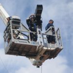 Aerial film work with camera mounted to a MEWP basket