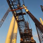 On ship high level crane maintenance from an access platform