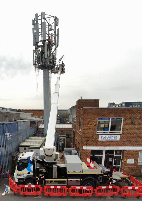 S35EM cherry picker used for a telecoms upgrade
