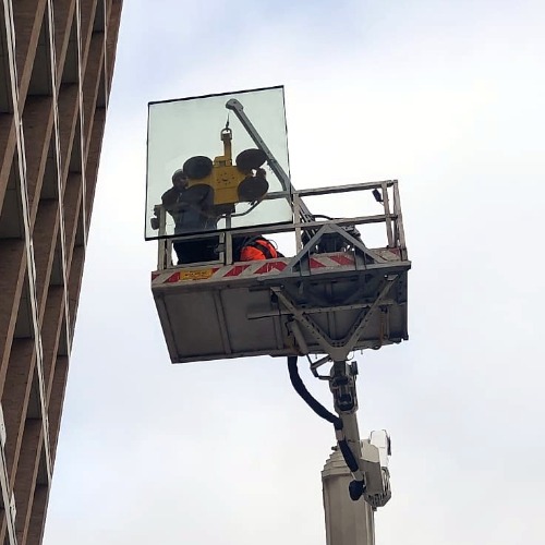 Glass lifting with a MEWP in Birmingham