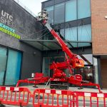 Leo23GT tracked access cherry picker for glazing repair
